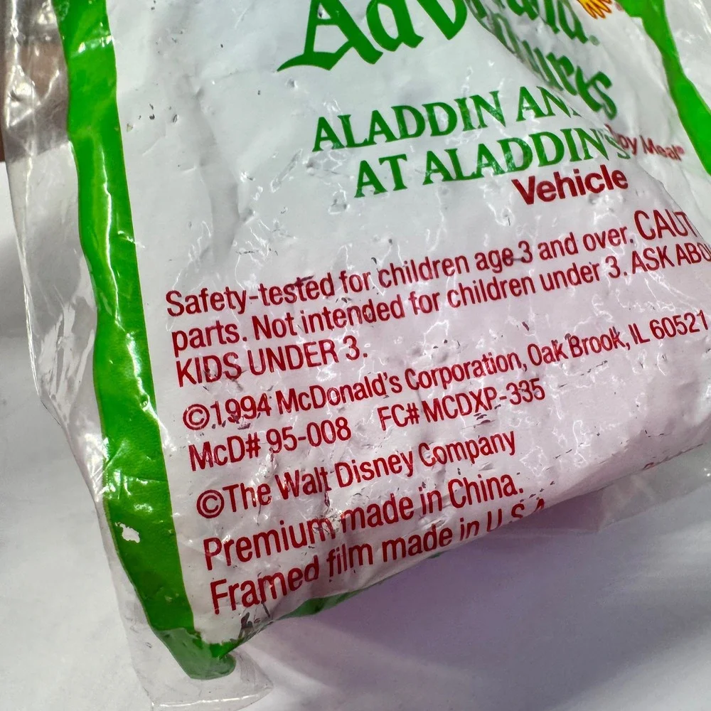 VTG 1994 McDonalds Happy Meal Aladdin Abu Elephant Toy Disneyland Adventures NEW